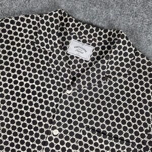 Portuguese Flannel Folklore 3 Embroidered Camp Shirt Mens L Black Geometric